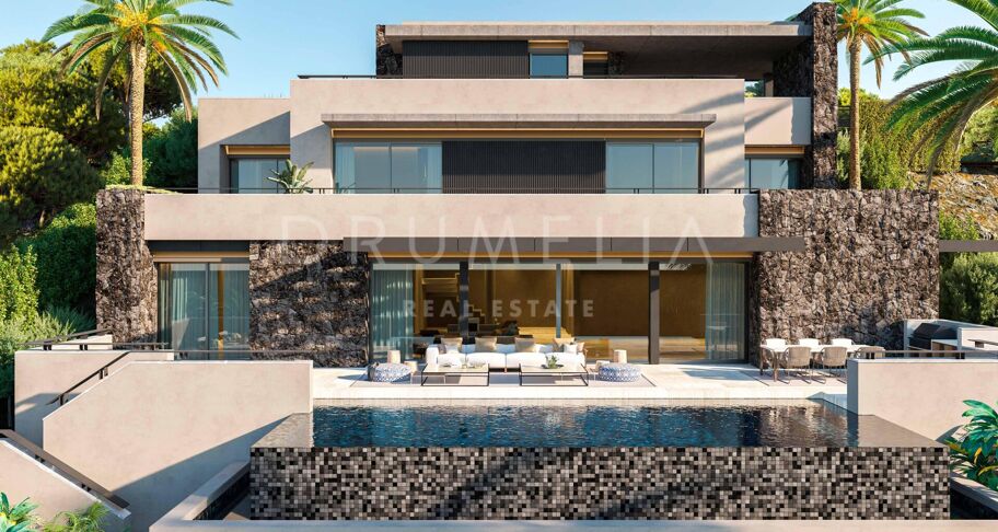 Zeitgenössische Villa mit Panoramablick auf das Meer in El Rosario, Marbella Ost