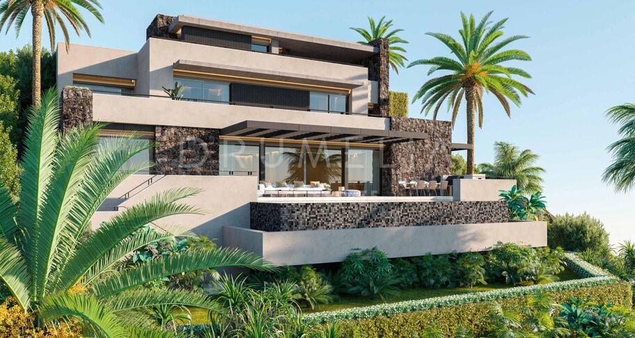 Zeitgenössische Villa mit Panoramablick auf das Meer in El Rosario, Marbella Ost
