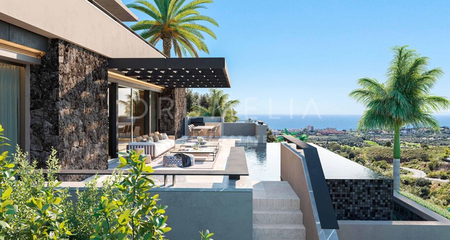 Zeitgenössische Villa mit Panoramablick auf das Meer in El Rosario, Marbella Ost