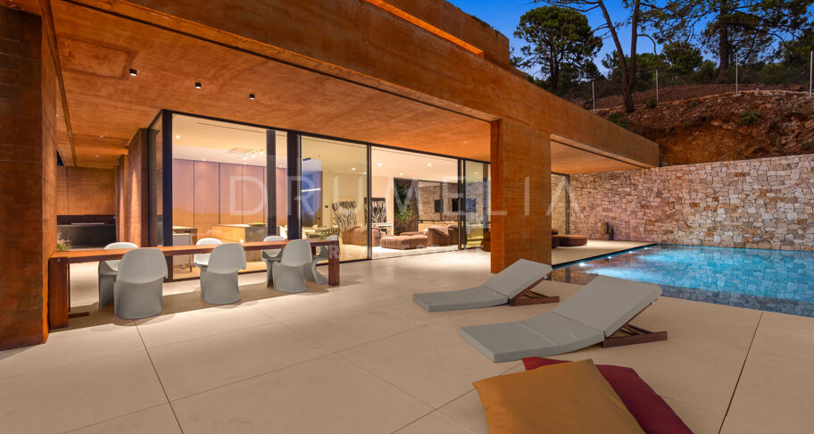 Total Privacy and Views in a Bold Hillside Villa in Monte Mayor Benahavis