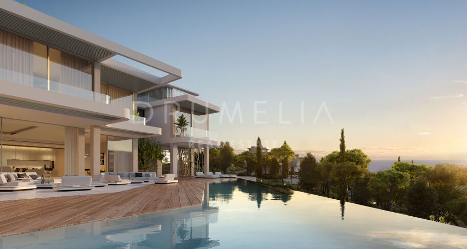 Prachtige gloednieuwe moderne villa met panoramisch uitzicht op zee in La Alqueria, Benahavís
