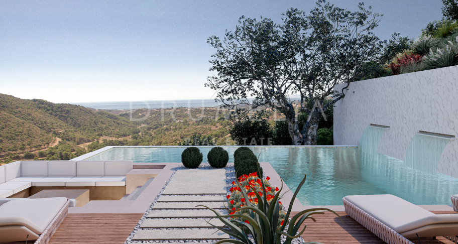 Prachtig, kenmerkend villaproject met panoramisch uitzicht op zee en de bergen in Monte Mayor, Benahavís