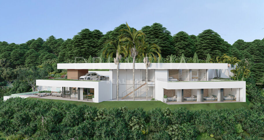 Prachtig, kenmerkend villaproject met panoramisch uitzicht op zee en de bergen in Monte Mayor, Benahavís