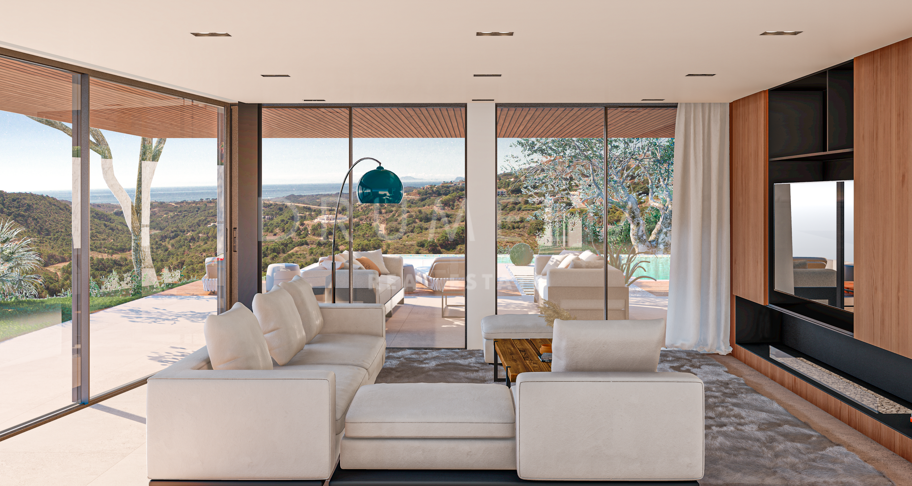 Prachtig, kenmerkend villaproject met panoramisch uitzicht op zee en de bergen in Monte Mayor, Benahavís