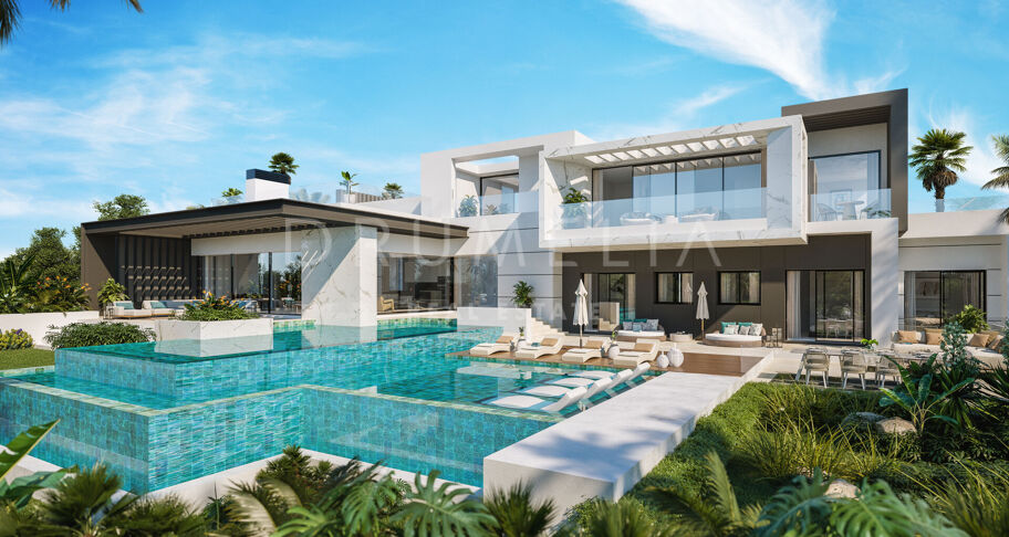 Adembenemende luxe villa in hedendaagse stijl met uitzicht op zee in het prachtige El Paraiso, Benahavis