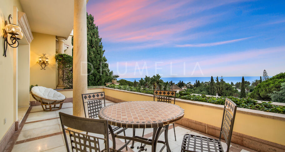 Luxury Mediterranean-style villa with sea views in high-end Sierra Blanca, Marbella Golden Mile