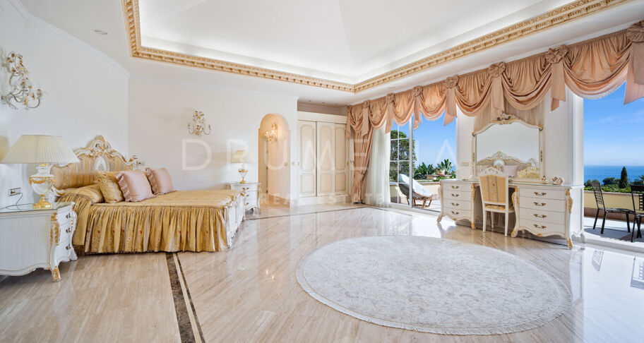 Luxury Mediterranean-style villa with sea views in high-end Sierra Blanca, Marbella Golden Mile