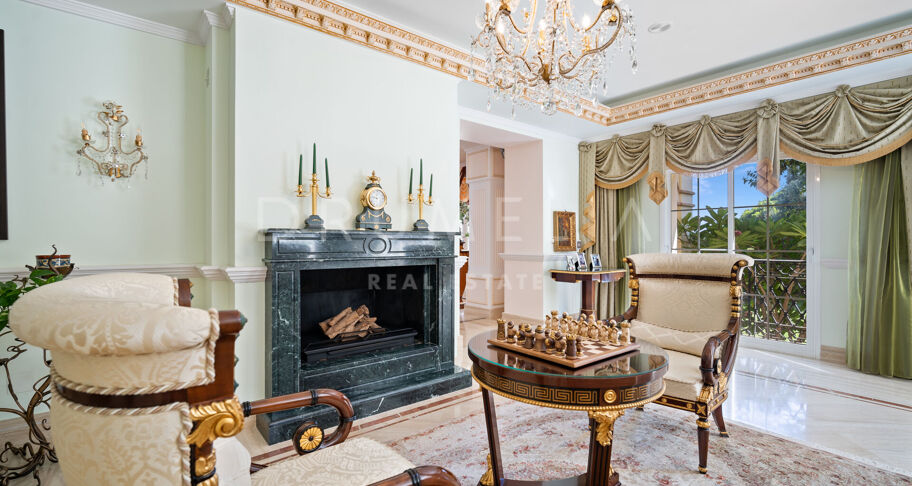Luxury Mediterranean-style villa with sea views in high-end Sierra Blanca, Marbella Golden Mile