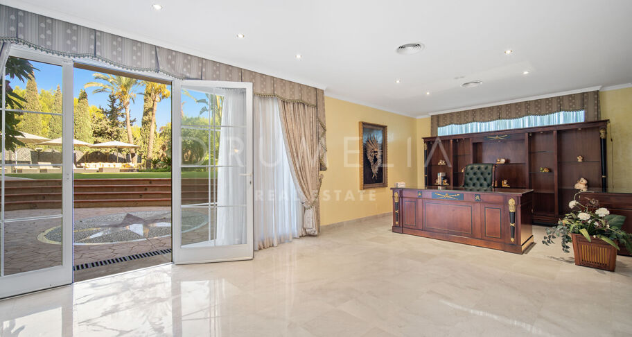 Luxury Mediterranean-style villa with sea views in high-end Sierra Blanca, Marbella Golden Mile