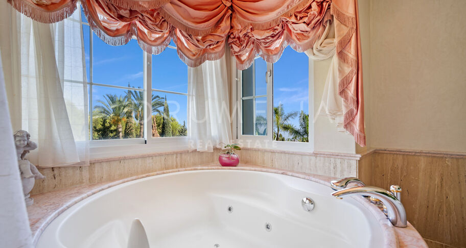 Luxury Mediterranean-style villa with sea views in high-end Sierra Blanca, Marbella Golden Mile