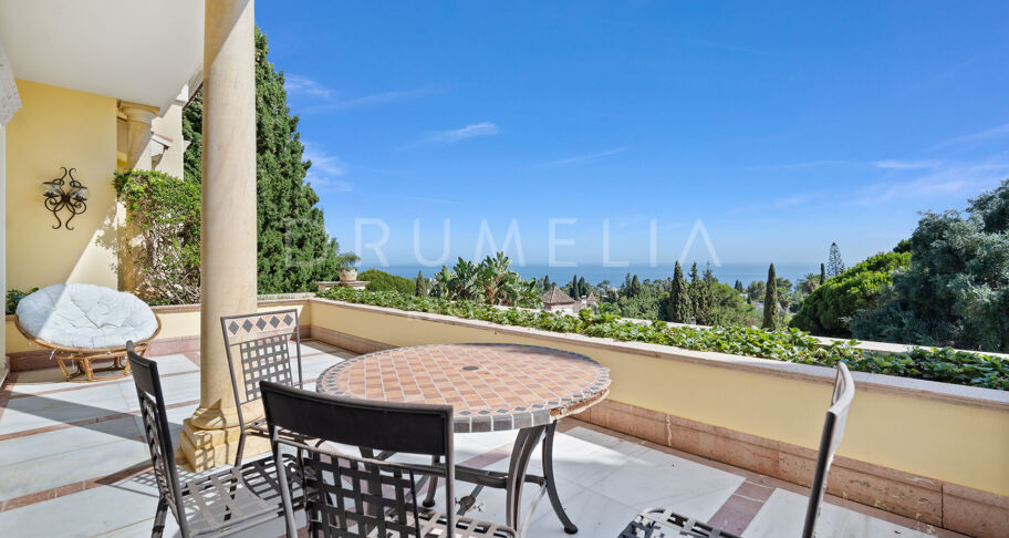 Luxury Mediterranean-style villa with sea views in high-end Sierra Blanca, Marbella Golden Mile