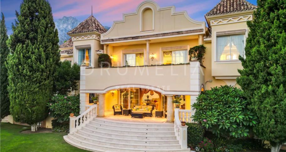 Luxury Mediterranean-style villa with sea views in high-end Sierra Blanca, Marbella Golden Mile