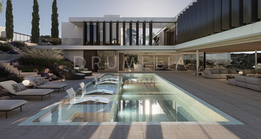 Lyxig modern designvilla med hisnande utsikt över golf och natur i La Reserva- Sotogrande