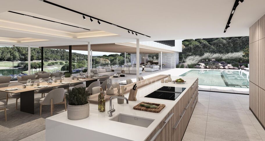 Lyxig modern designvilla med hisnande utsikt över golf och natur i La Reserva- Sotogrande