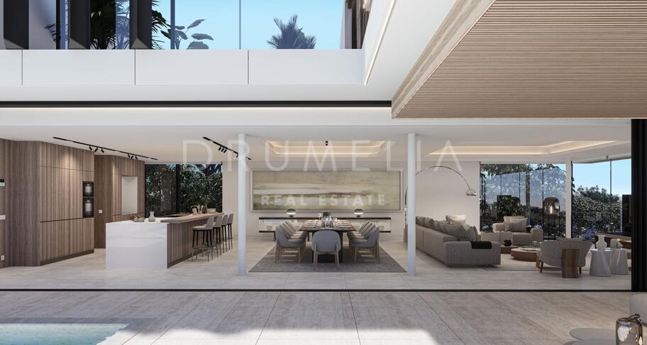 Lyxig modern designvilla med hisnande utsikt över golf och natur i La Reserva- Sotogrande