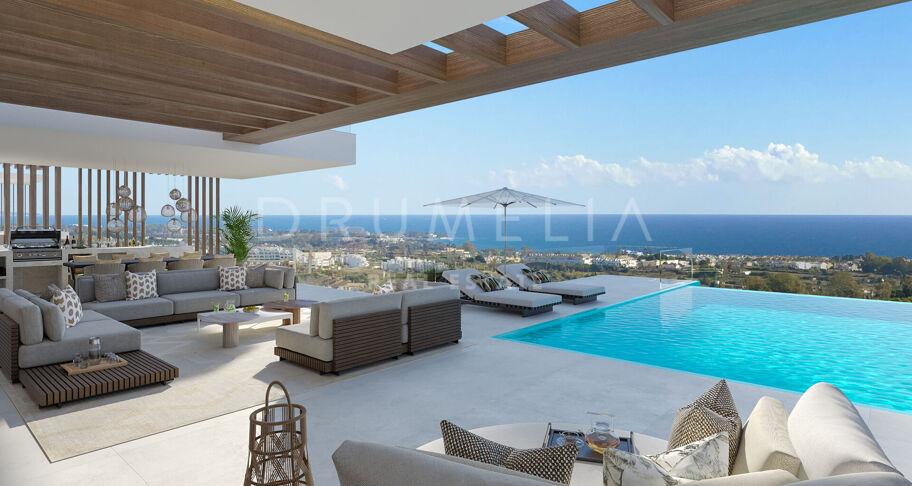Luxuriöse Villa im malerischen La Resina del Golf mit Panoramablick auf das Meer, Estepona