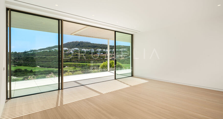 New innovative frontline golf Avant-garde luxury villa with superb views in Finca Cortesin, Casares.