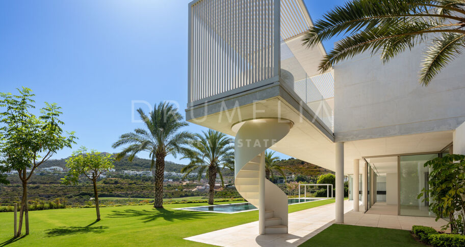 New innovative frontline golf Avant-garde luxury villa with superb views in Finca Cortesin, Casares.