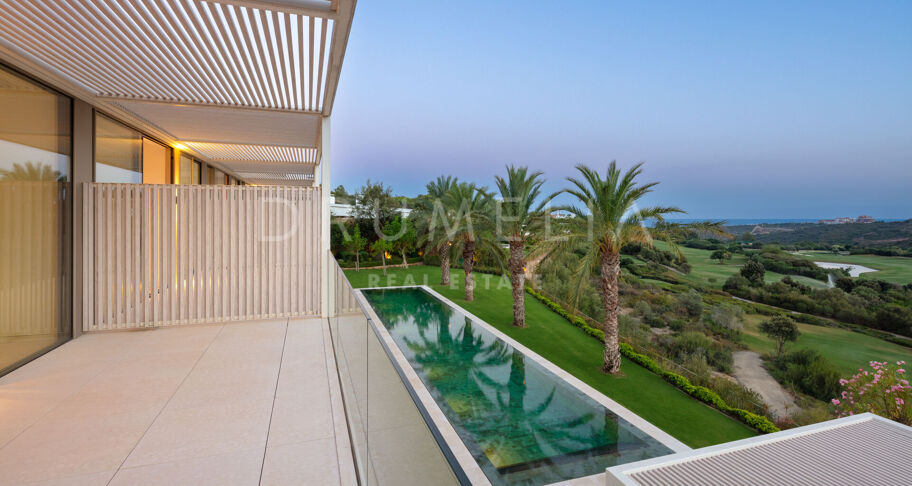 New innovative frontline golf Avant-garde luxury villa with superb views in Finca Cortesin, Casares.