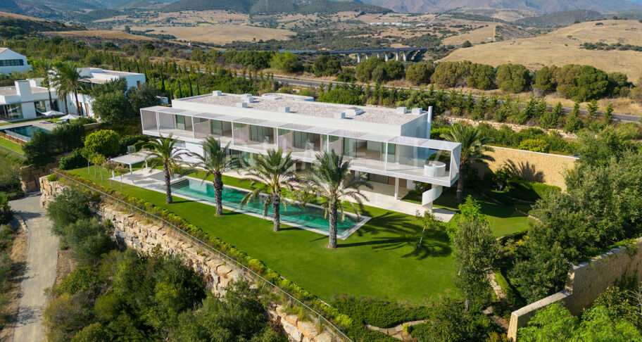 New innovative frontline golf Avant-garde luxury villa with superb views in Finca Cortesin, Casares.
