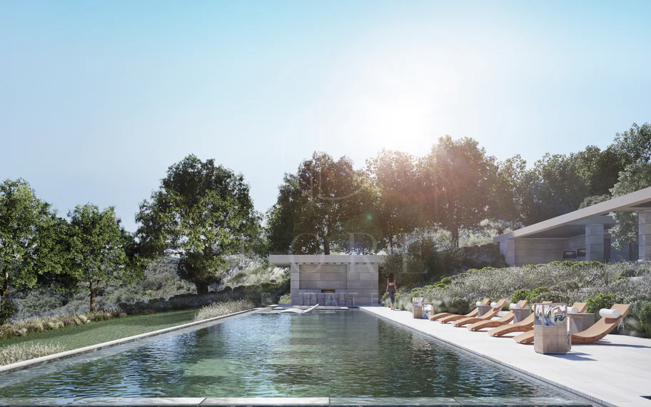 Parcela con orientación suroeste en La Zagaleta con un espectacular proyecto para villa muy moderna.