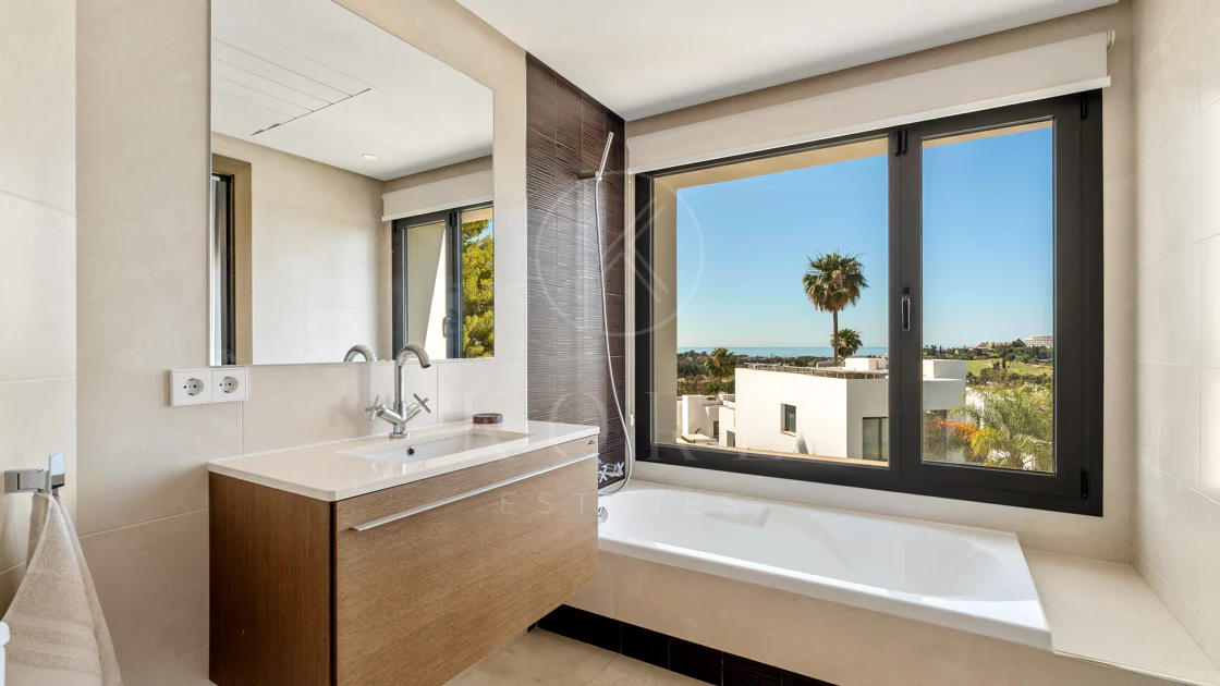 Contemporary Frontline Golf Villa with Panoramic Sea and Mountain Views