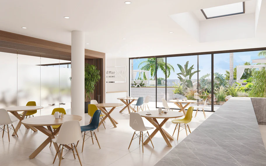 Contemporary penthouse with terrace and solarium both with panoramic views of the Mediterranean Sea in top location