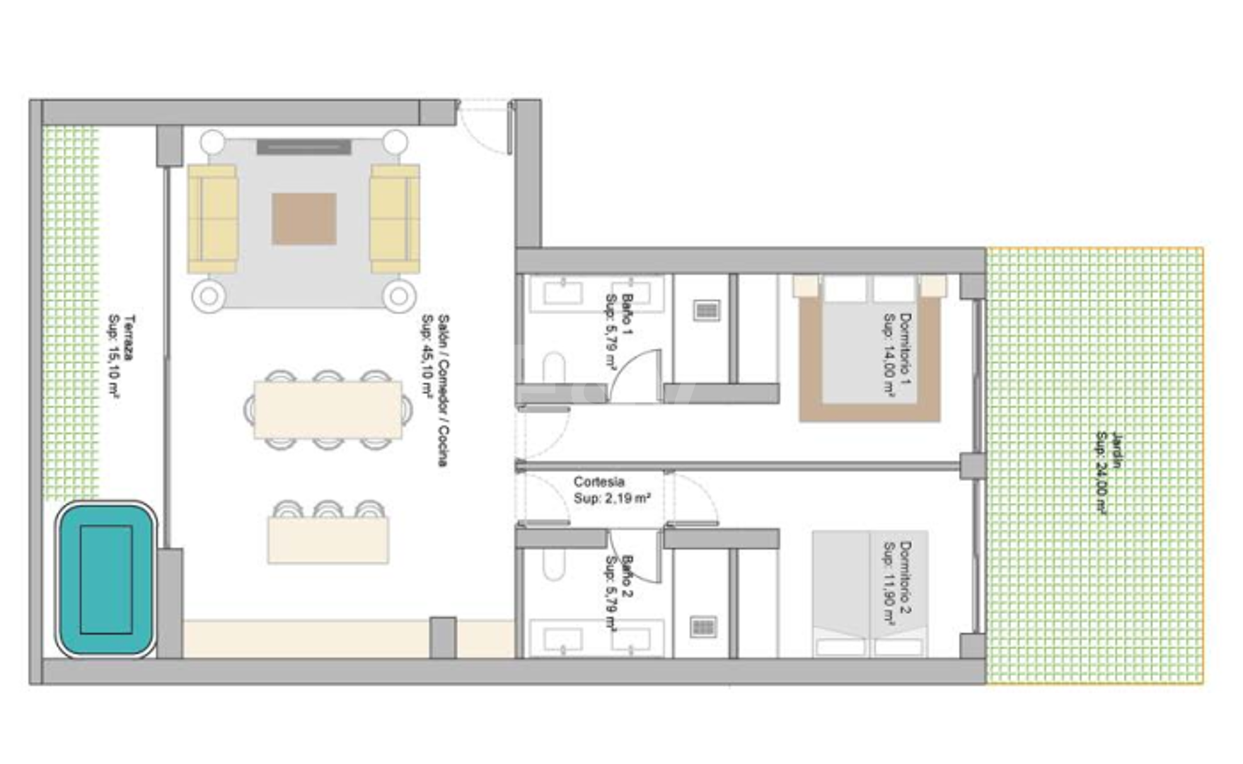 Rez-de-chaussée maison avec style tropical privé Oasis