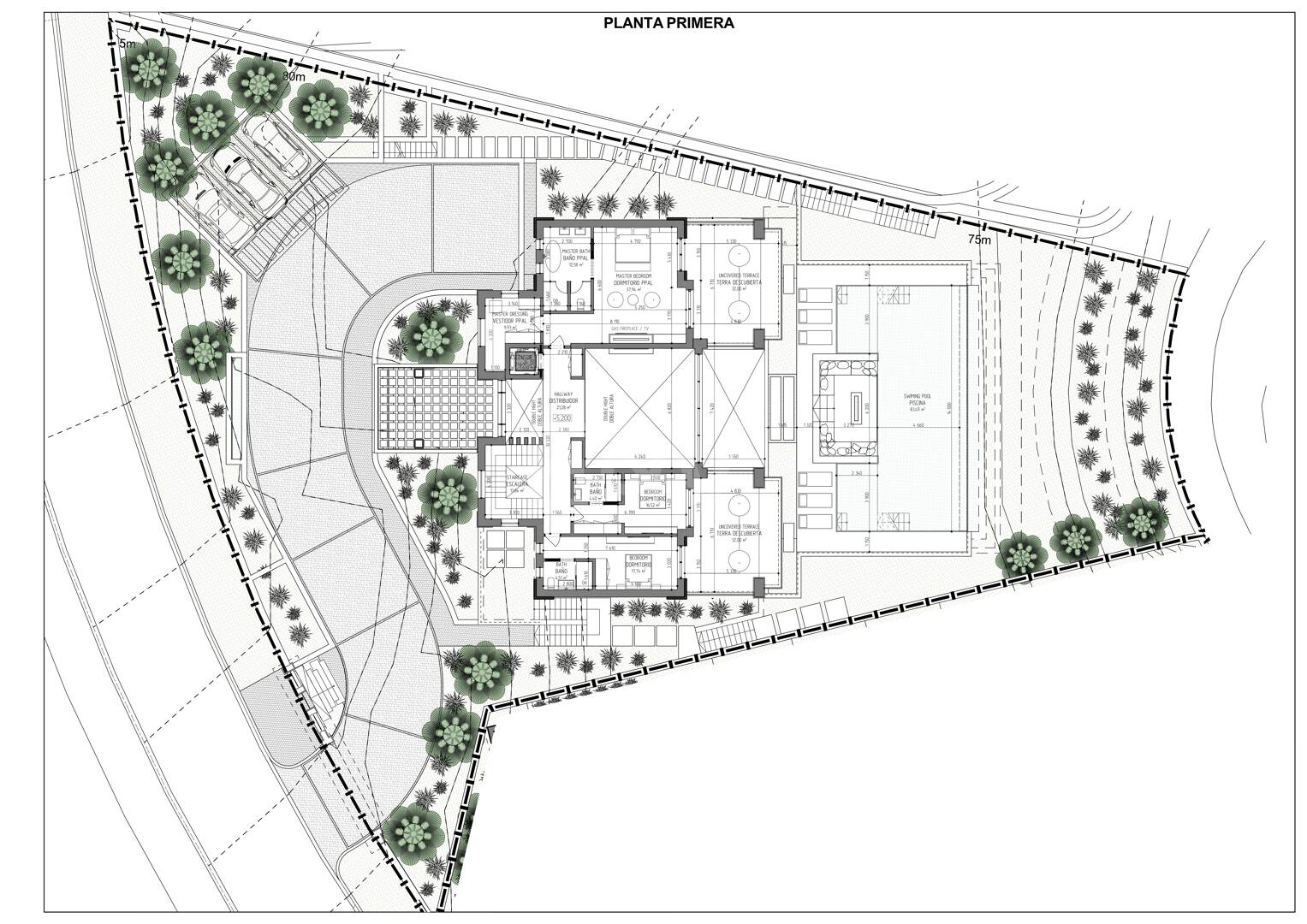 Projet de Villa Designer au golf Los Flamingos avec une position de golf de première ligne élevée