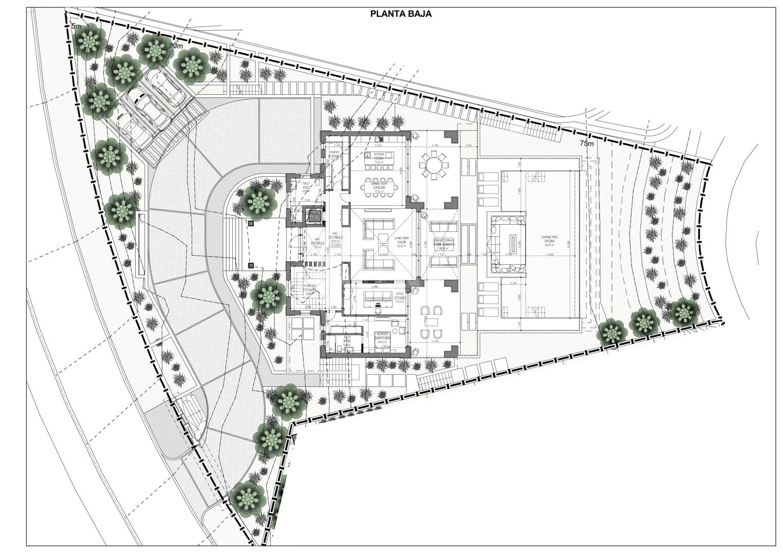 Projet de Villa Designer au golf Los Flamingos avec une position de golf de première ligne élevée