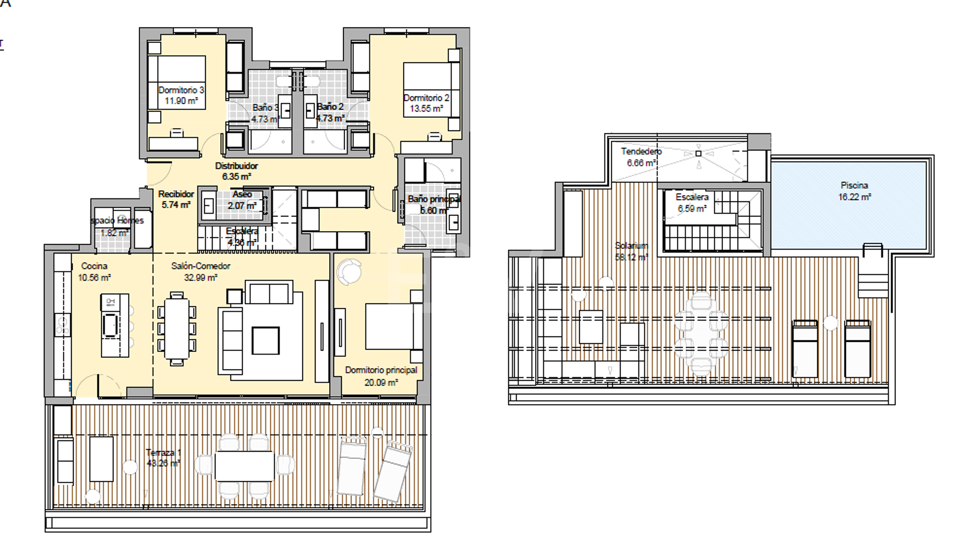 Nouveau penthouse avec piscine privée en front de ligne golf complexe