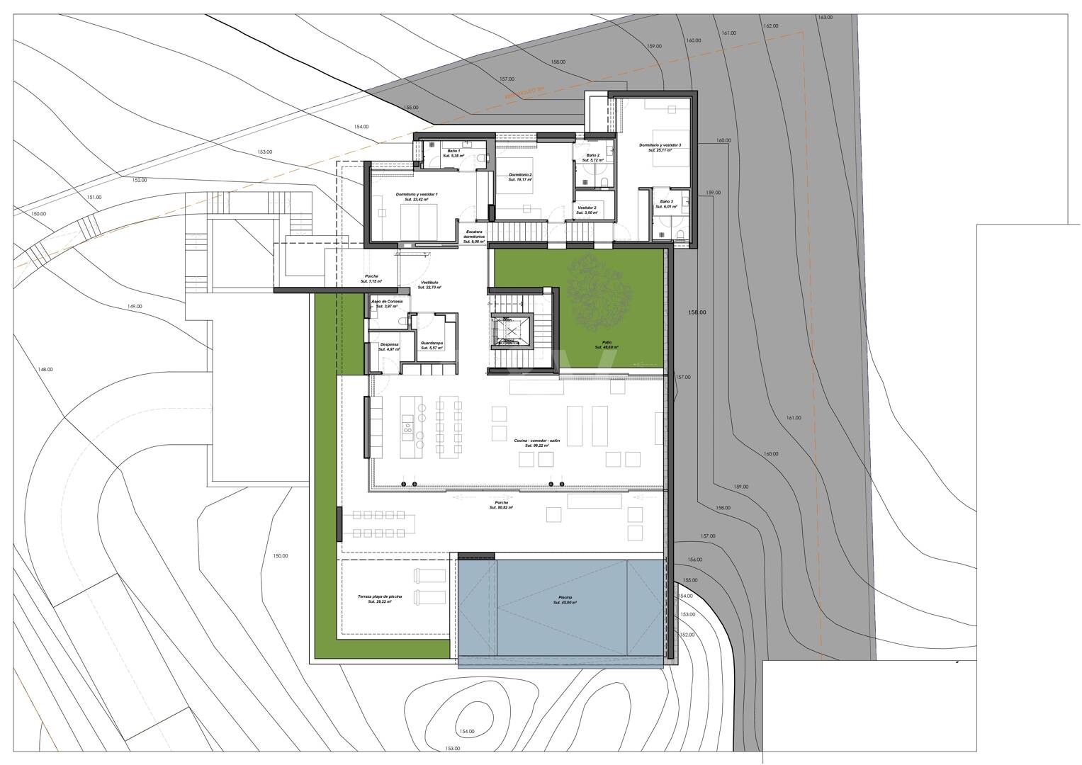 Arkitektur mästerverk med Cutting-Edge Technology, Total Integritet och Panoramautsikt