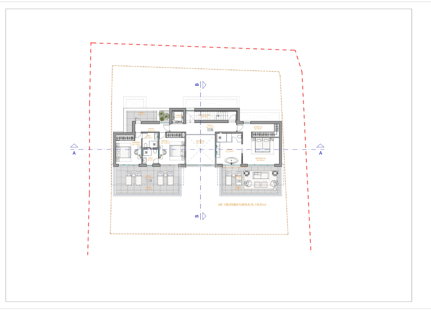 Grundstück, Projekt & Baugenehmigung für den Bau einer modernen Villa am Strand