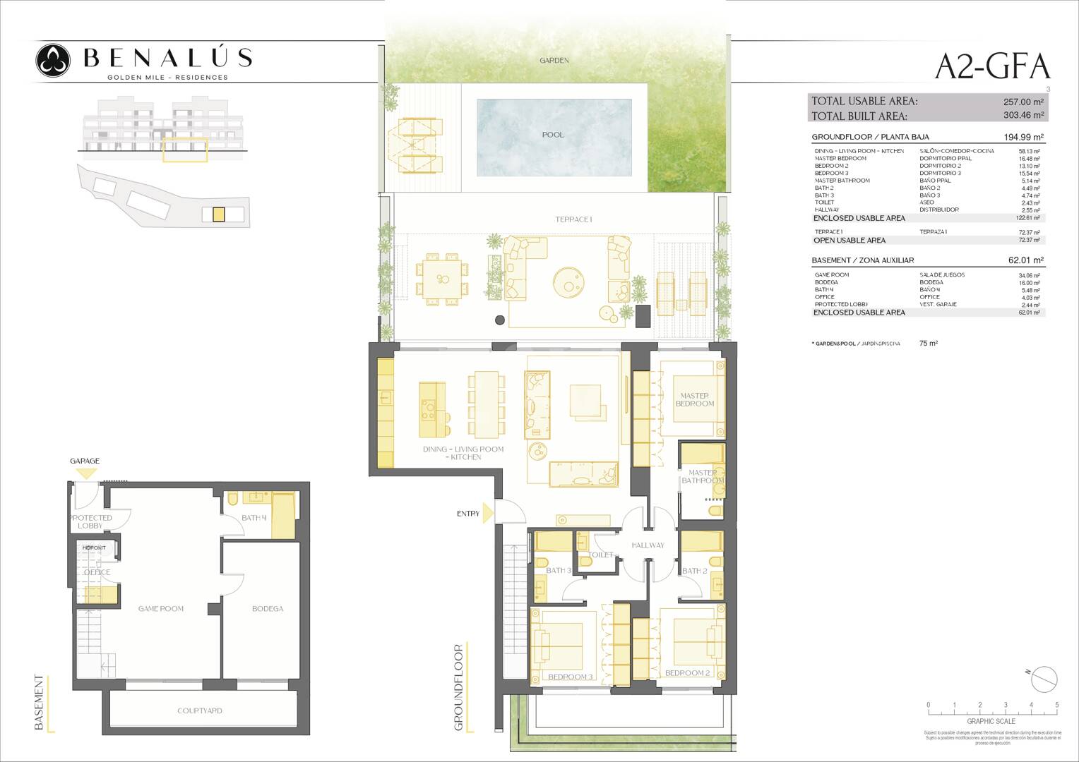 Maisonette-Gartenwohnung mit 4 Schlafzimmern & privatem Pool in Benalus