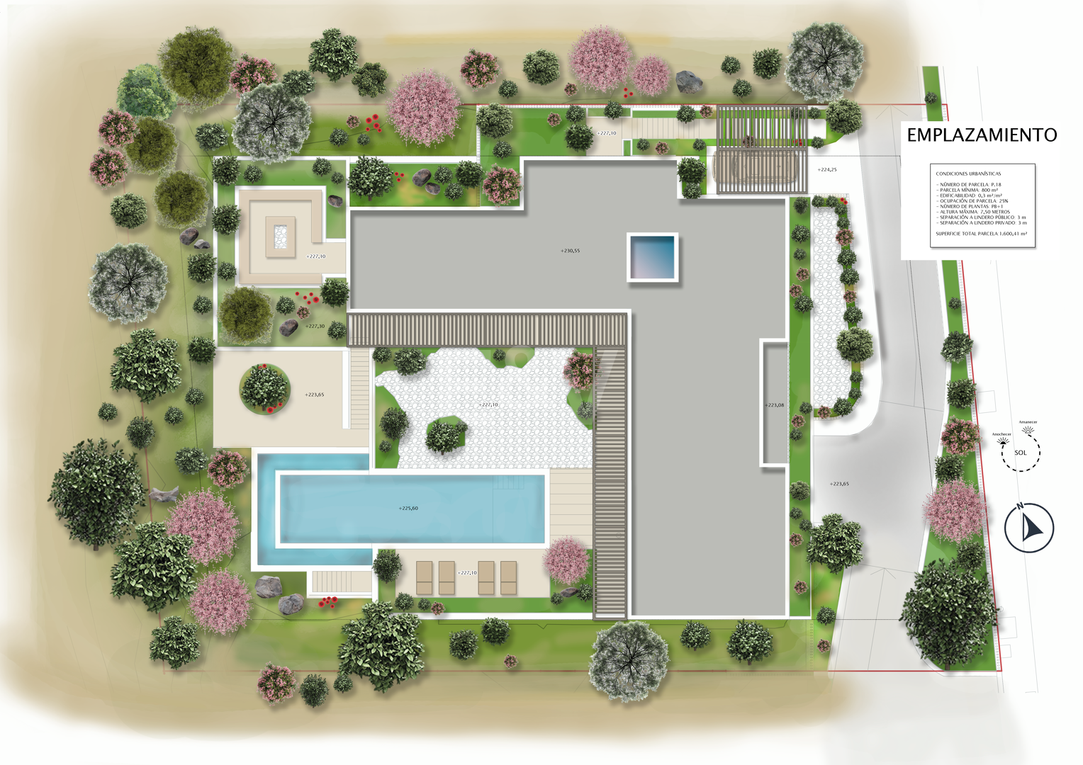 Modern designervilla på ritning i Altos de los Monteros
