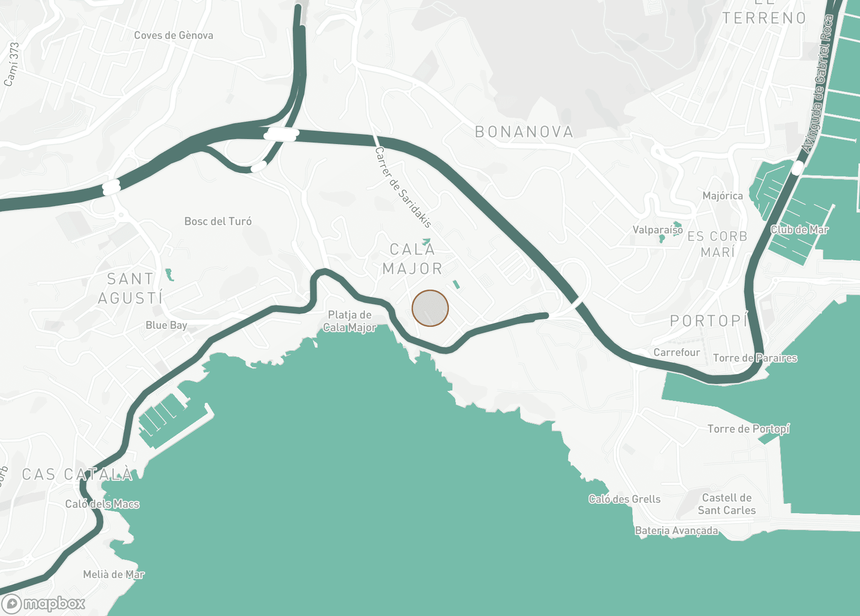 Property Location Map, Cala Major, Sant Agusti