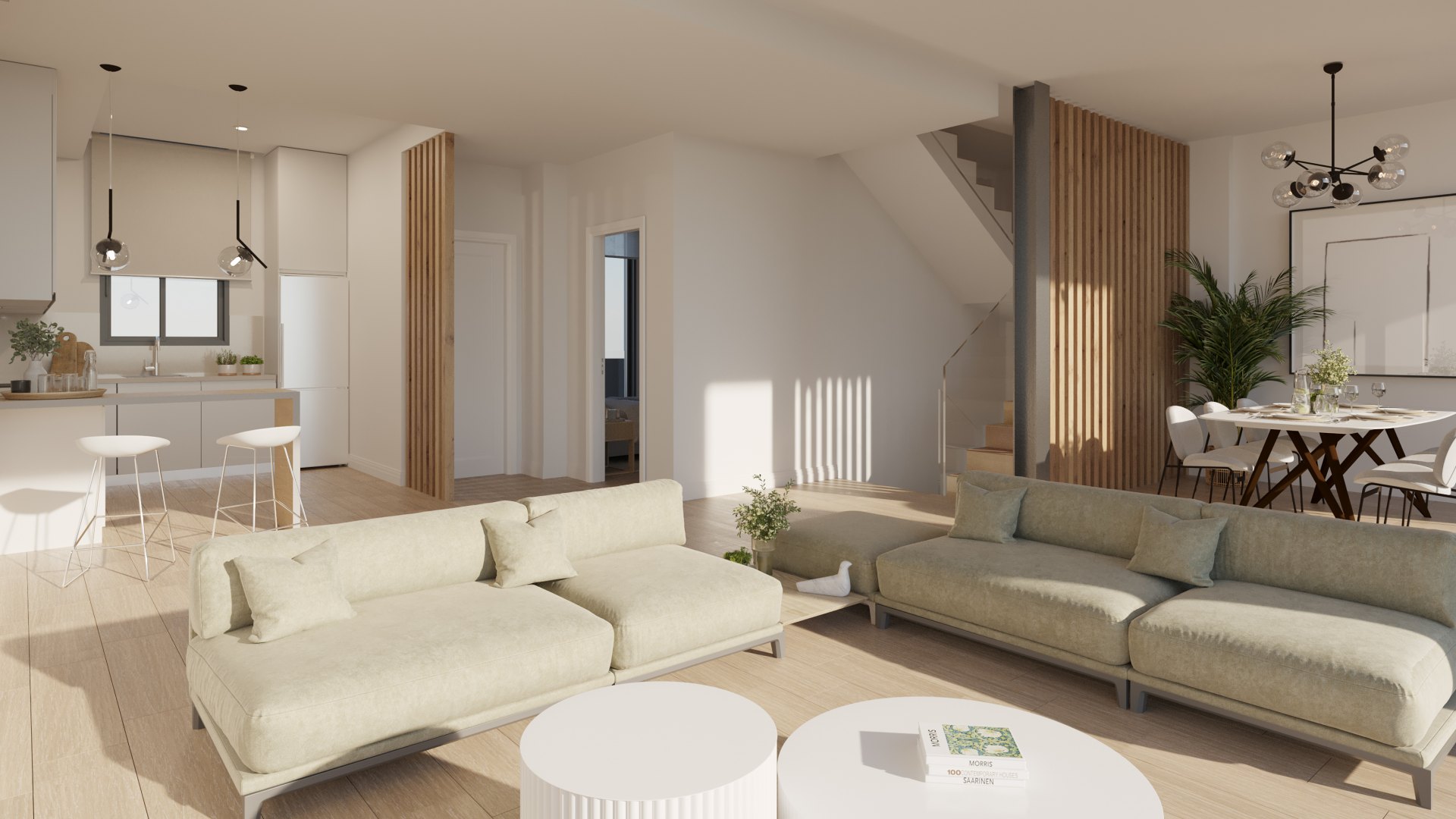 Bright semi-detached house with pool and garden