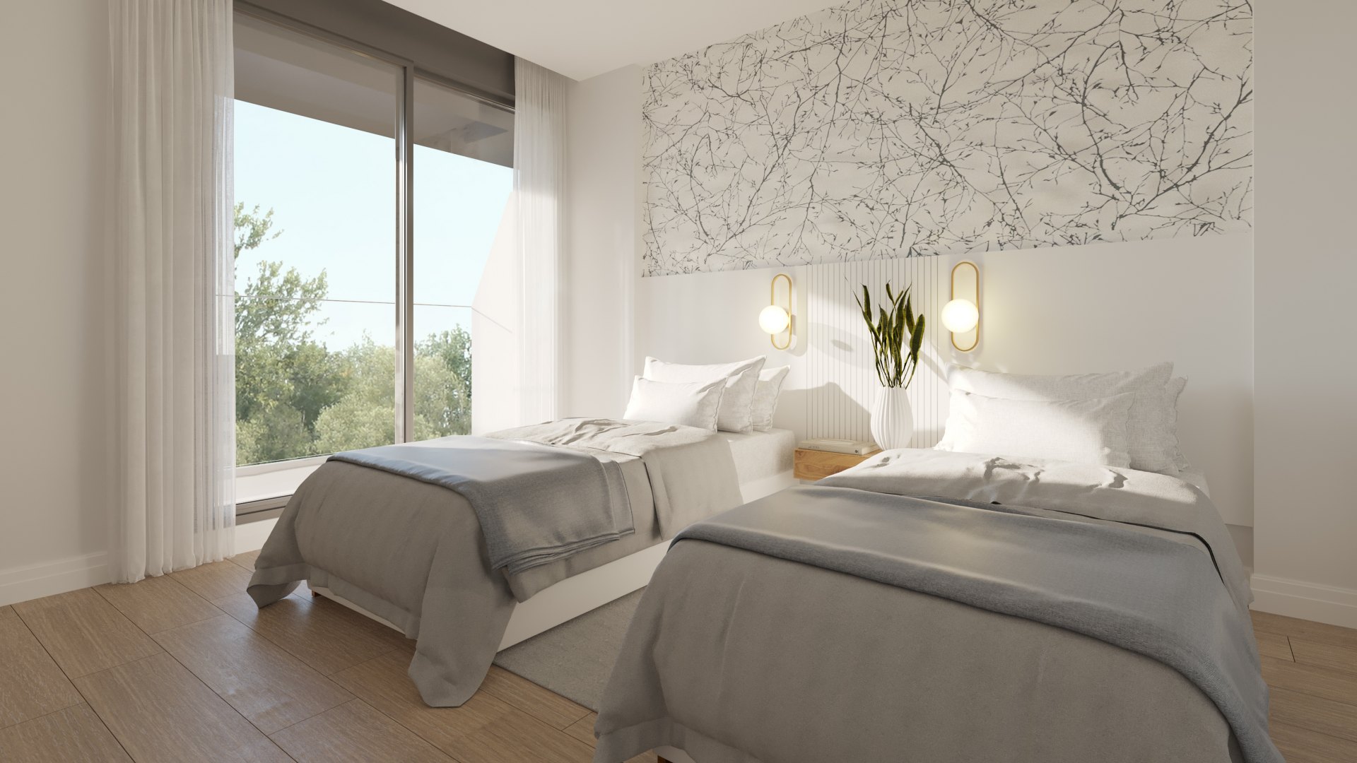 Bright semi-detached house with pool and garden