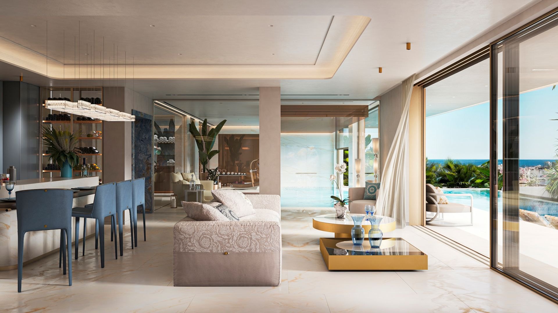 An iconic custom residence featuring Versace home design in Ocho de Oro, Marbella