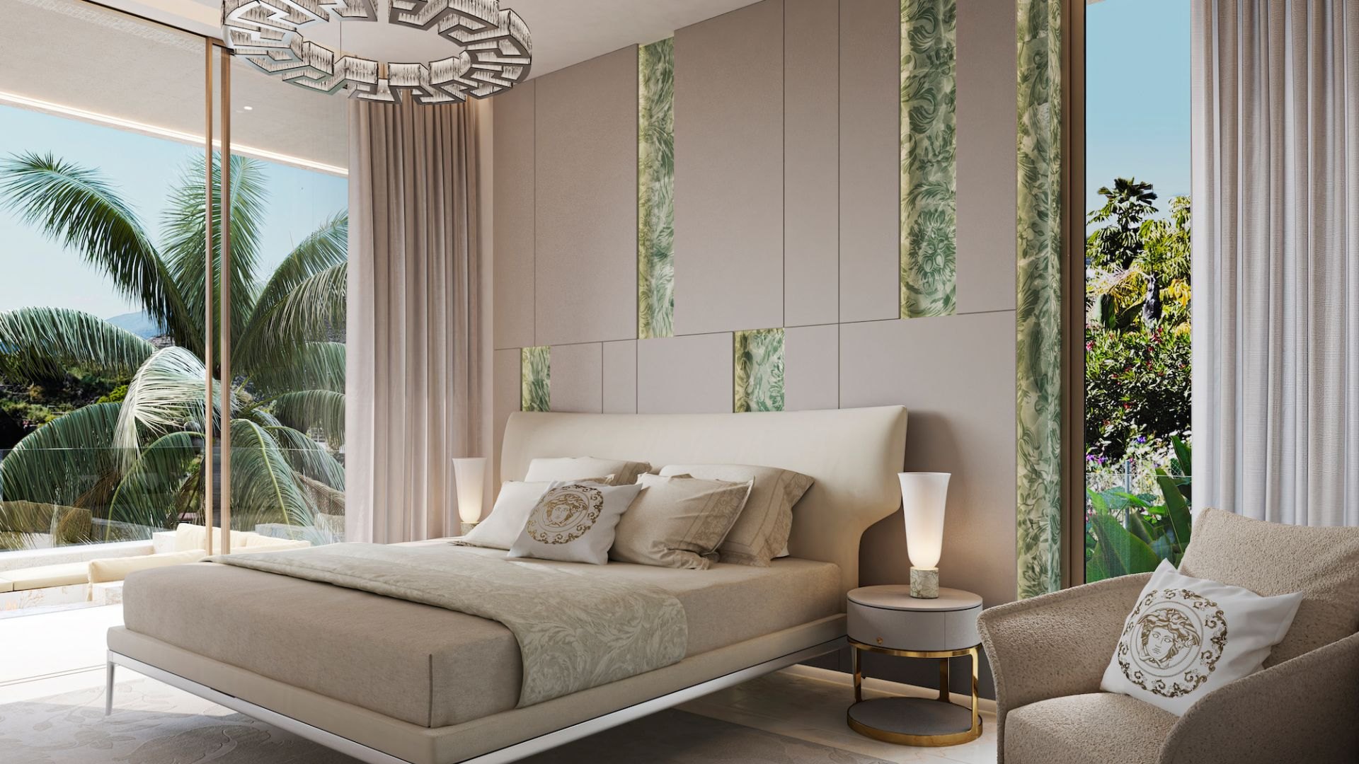 An iconic custom residence featuring Versace home design in Ocho de Oro, Marbella