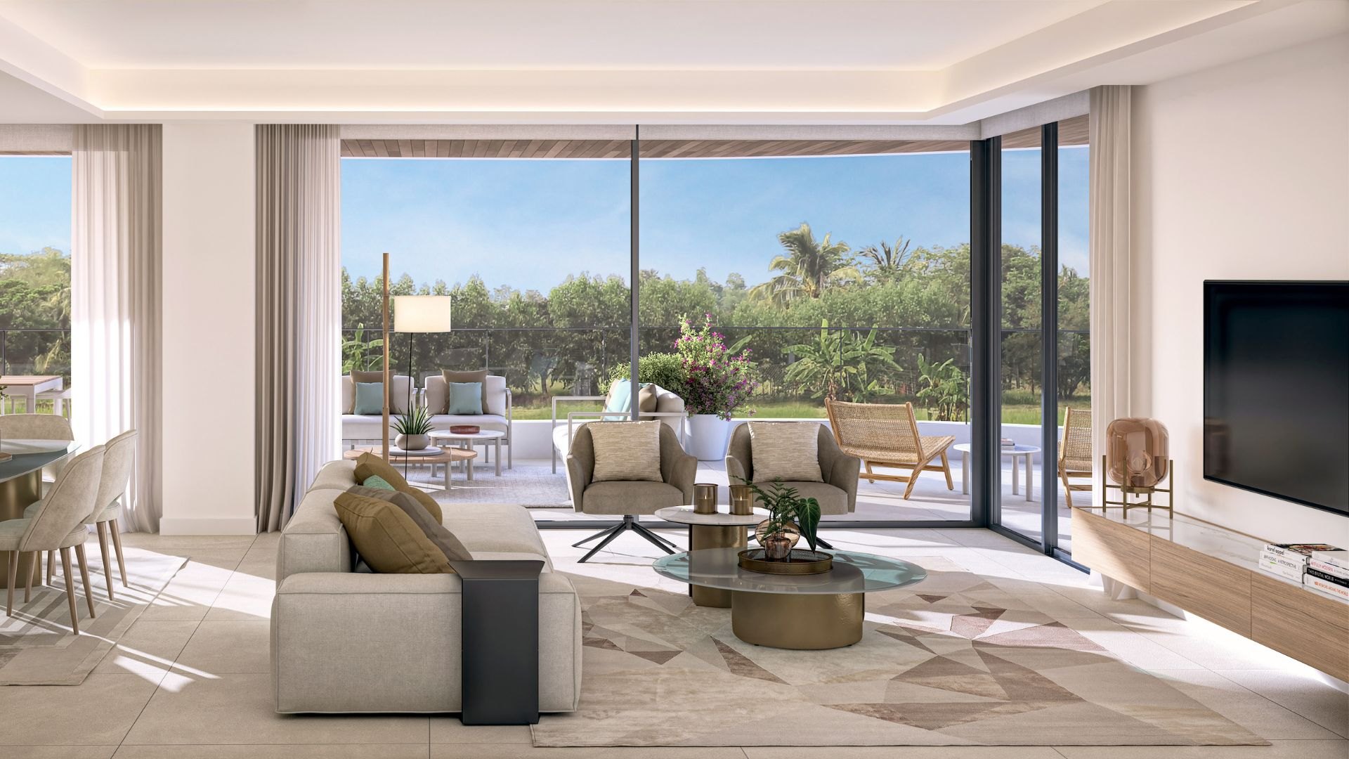 Spacious apartment with a large private garden in the prestigious new Golden Mile, Estepona