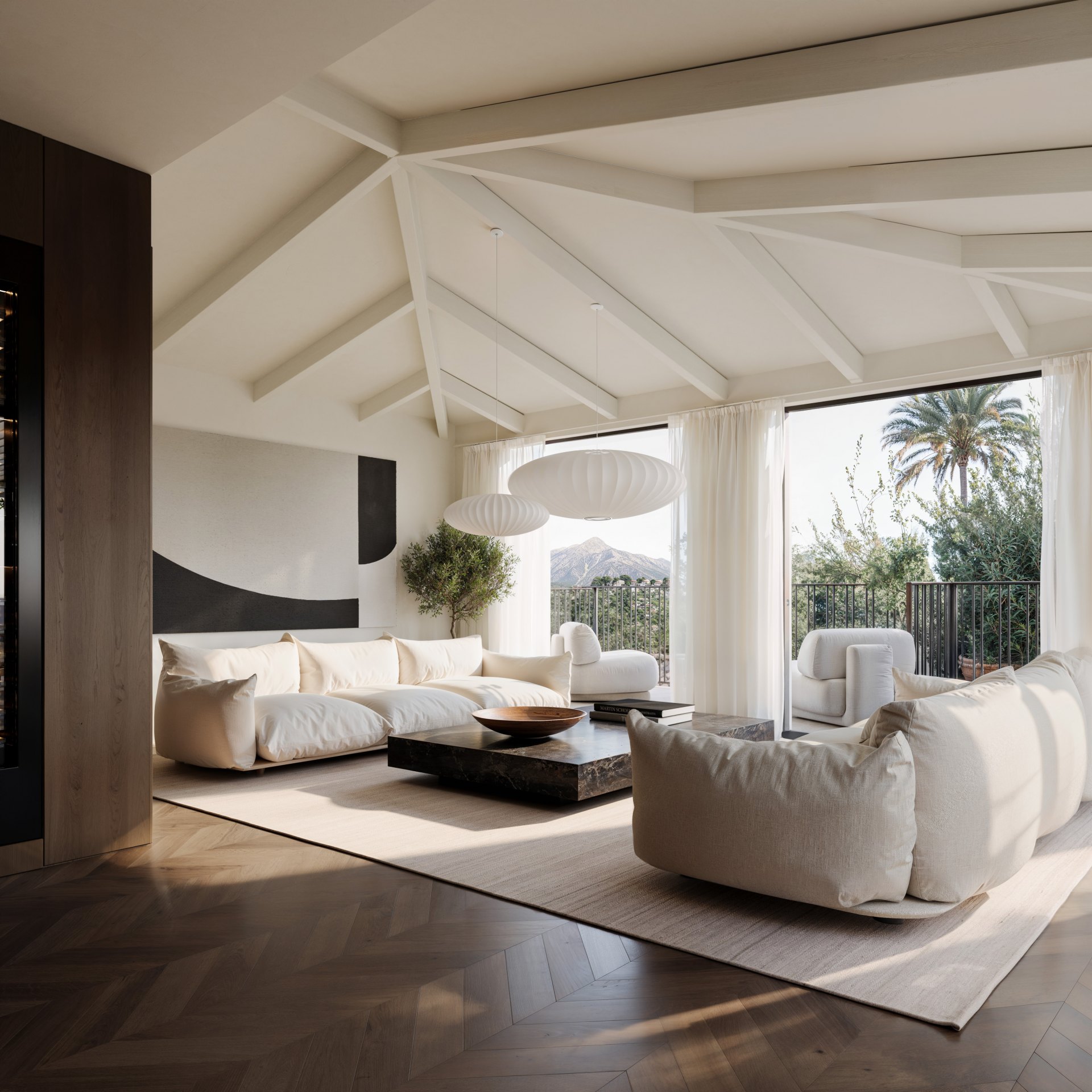 Encantadora villa de estilo escandinavo-francesa con vistas panorámicas en Nueva Andalucia