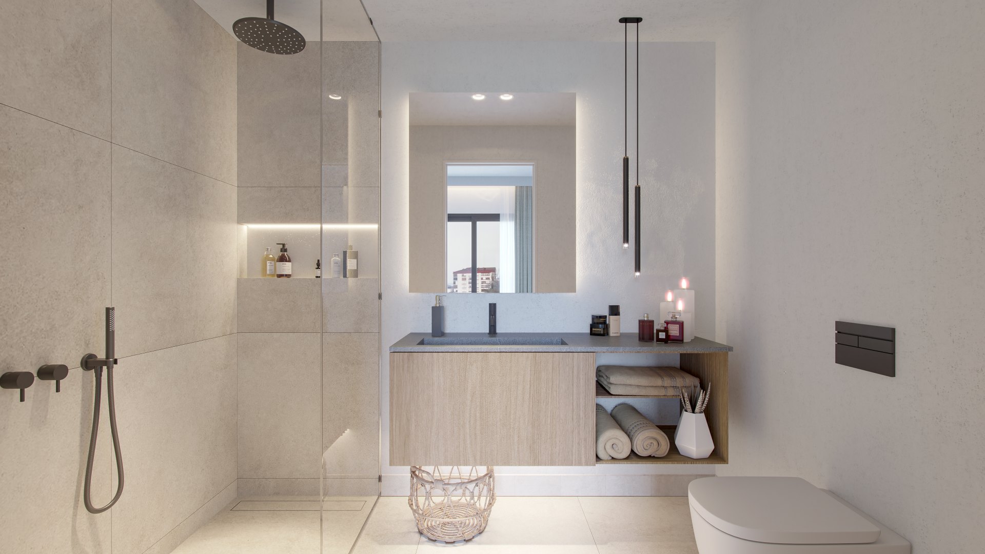 Stylish city apartment with automated parking next to the train station