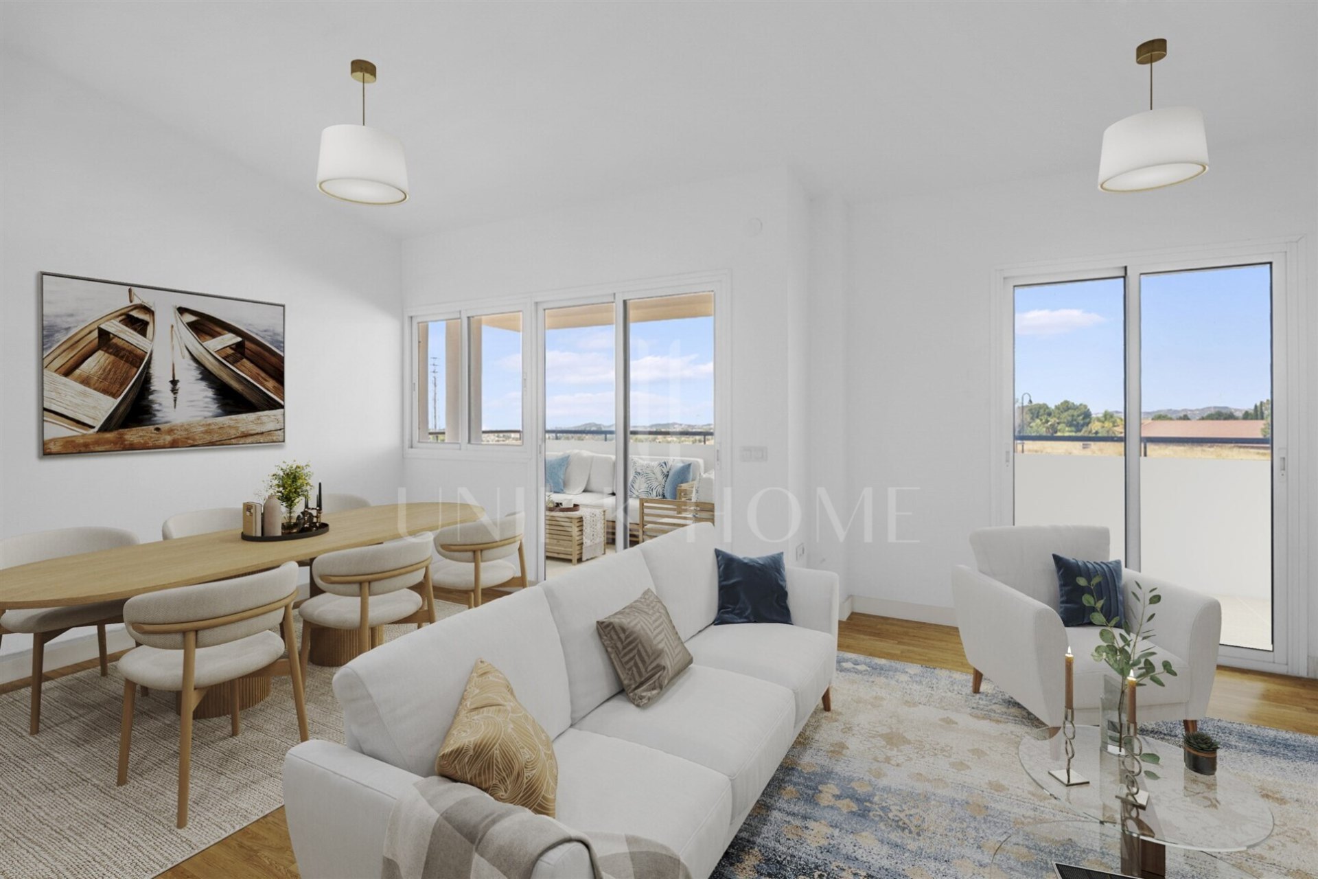 The Olimpo urbanization is a residential community renowned for its Mediterranean style and wonderful landscaped areas. The apartments in Olimpo are made up of villas, which have views of the sea and the mountains. The urbanization offers an ambien