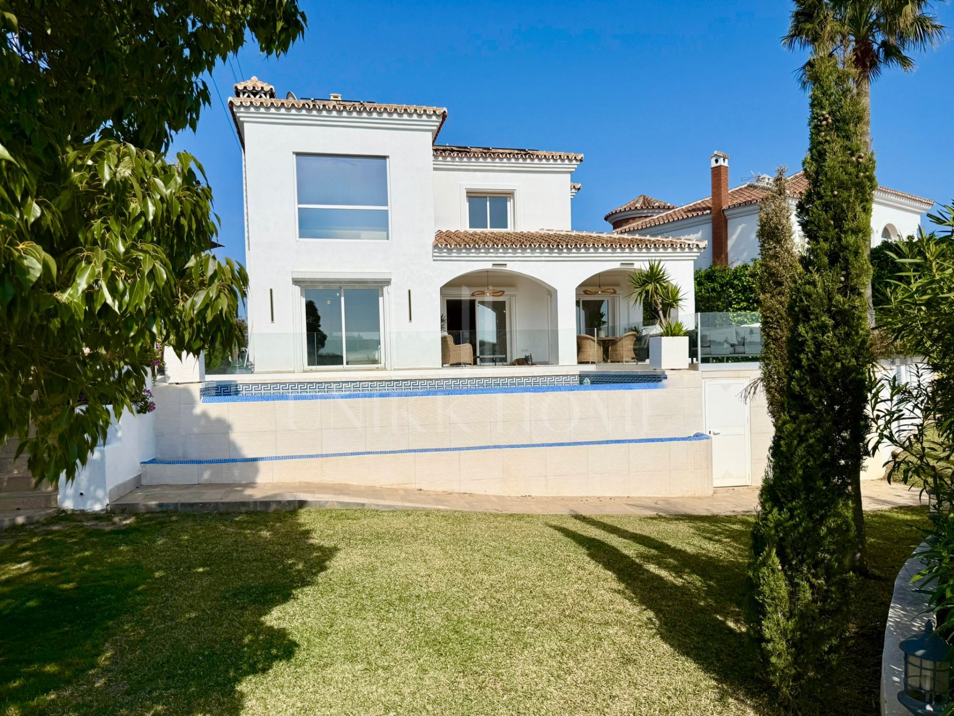 Beautifully renovated, south west facing three bedroom Villa located in Riviera del Sol, Mijas Costa with sea views
