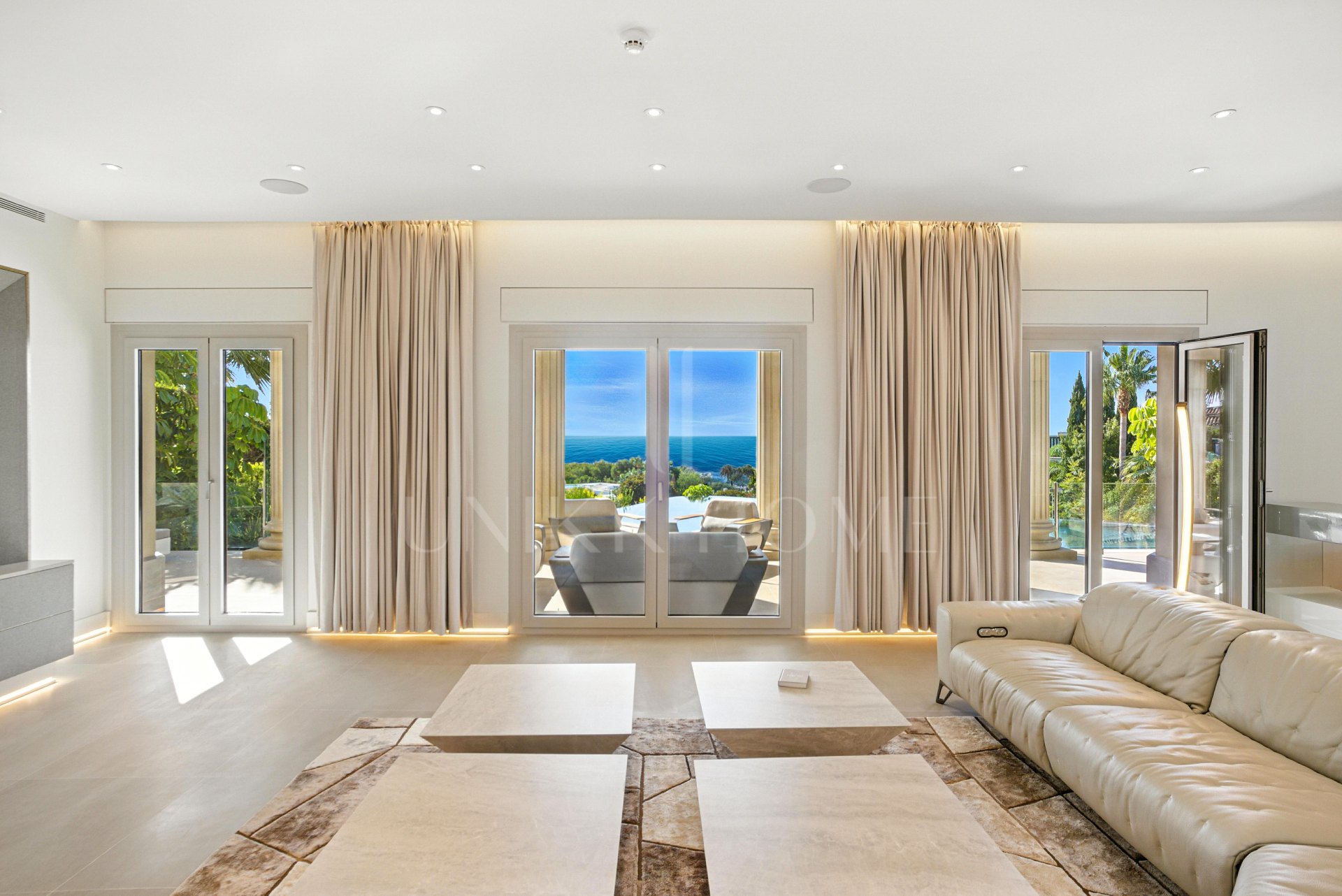 An architecturally unique, south-facing property located in the exclusive gated community of Sierra Blanca on Marbella’s prestigious Golden Mile