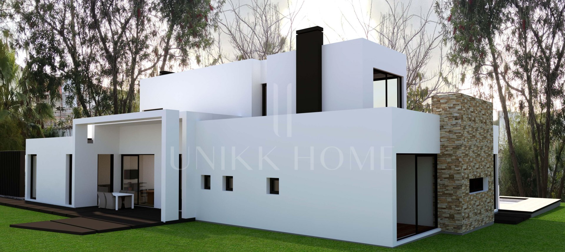 Villa nueva, 4 dormitorios, orientada al sur en Guadalmina Baja
