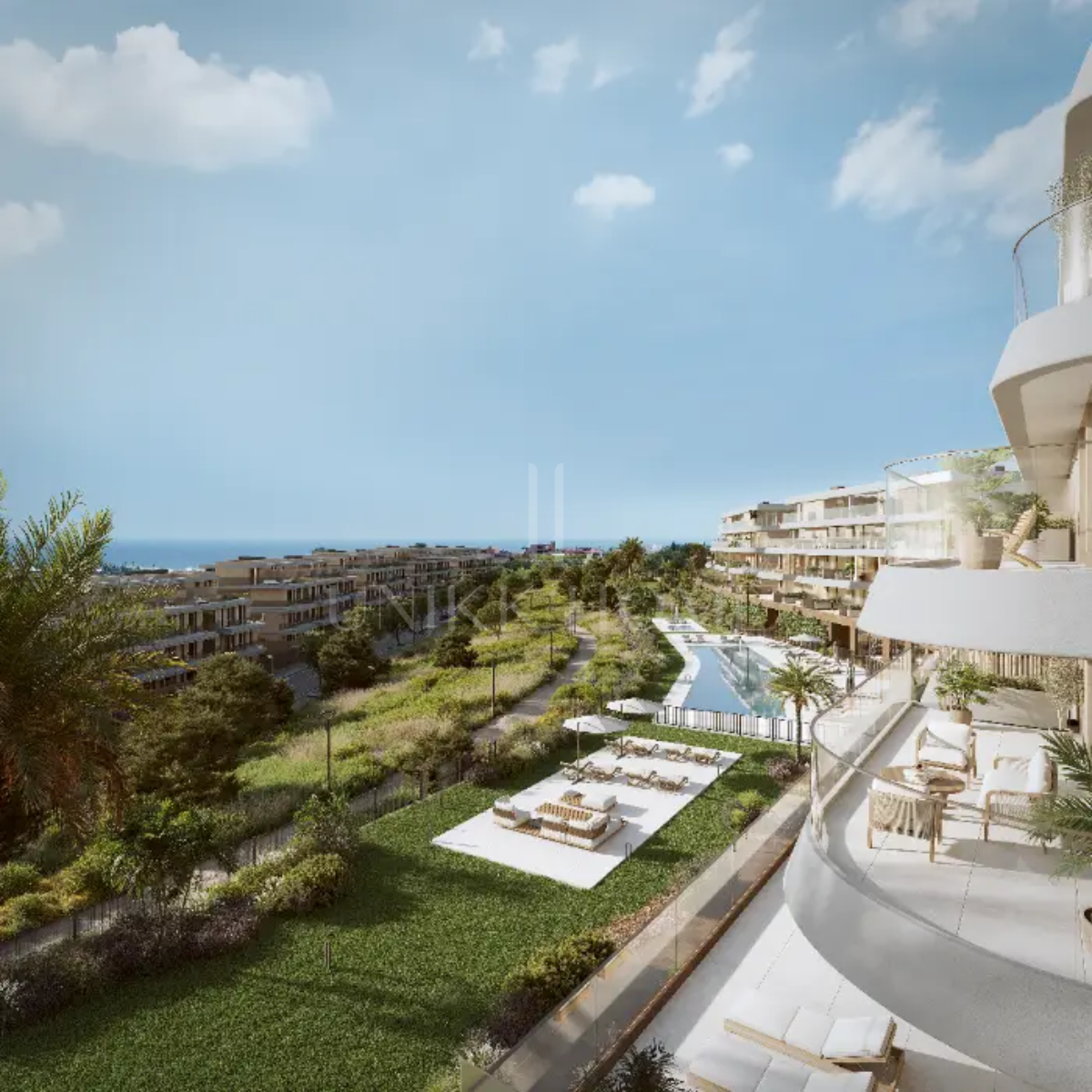 Moderno apartamento en primera planta con vistas parciales al mar – Oeste de Estepona