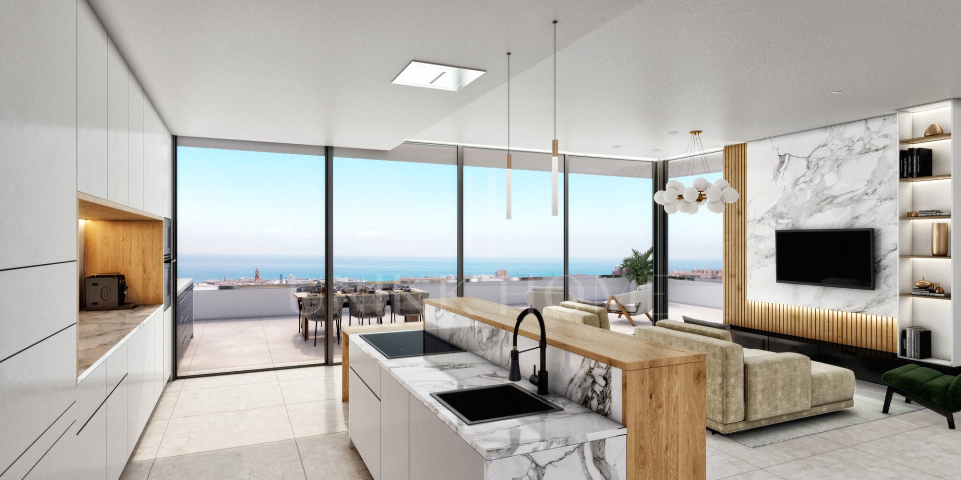 4 BEDROOMS GROUNDFLOOR APARTMENT WITH SEA VIEWS - MODERN RESORT WALKING DISTANCE TO TOWN AND BEACH