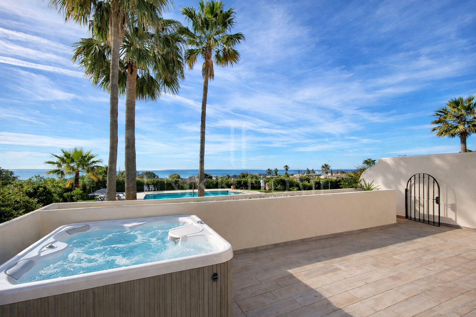 Elevated Ground Floor Sea View Apartment for Sale in Estepona East – Large Terraces & Jacuzzi